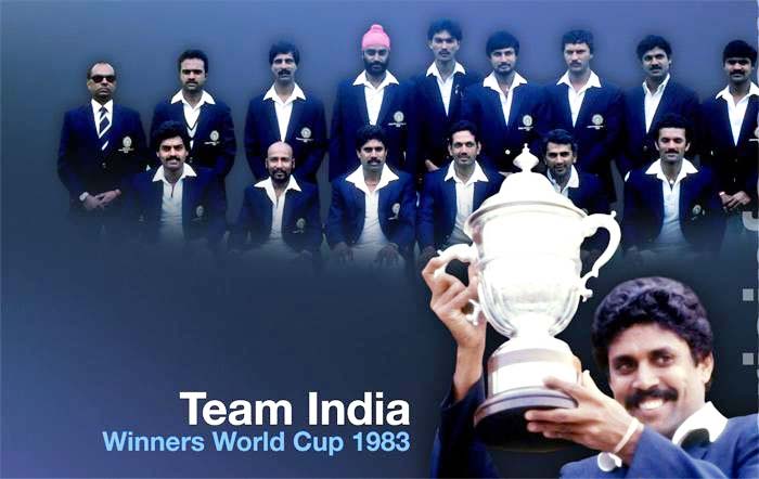team India with world cup in 1983